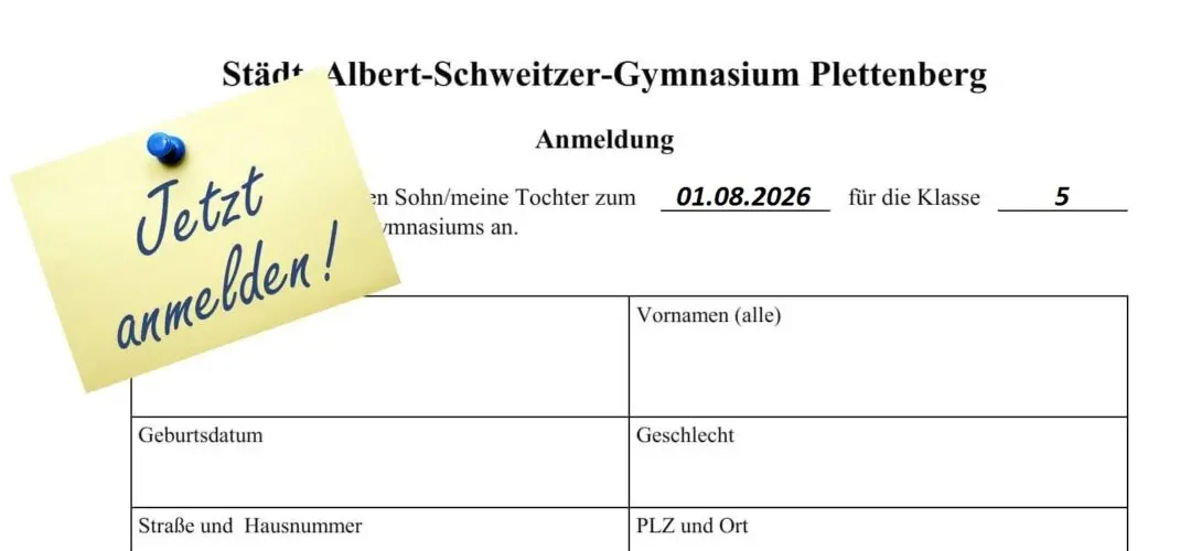 Anmeldung für die neue Jgst. 5 (20. bis 25. Februar 2026)