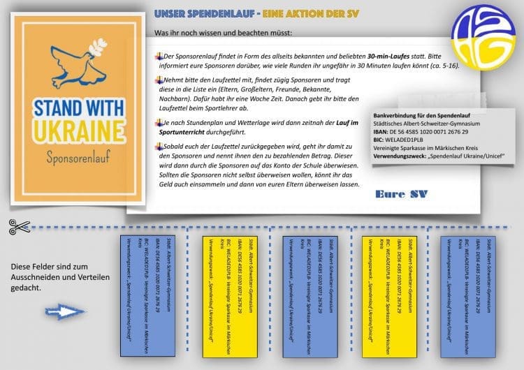 SV organisiert Spendenlauf am ASG: Wir laufen für die Ukraine